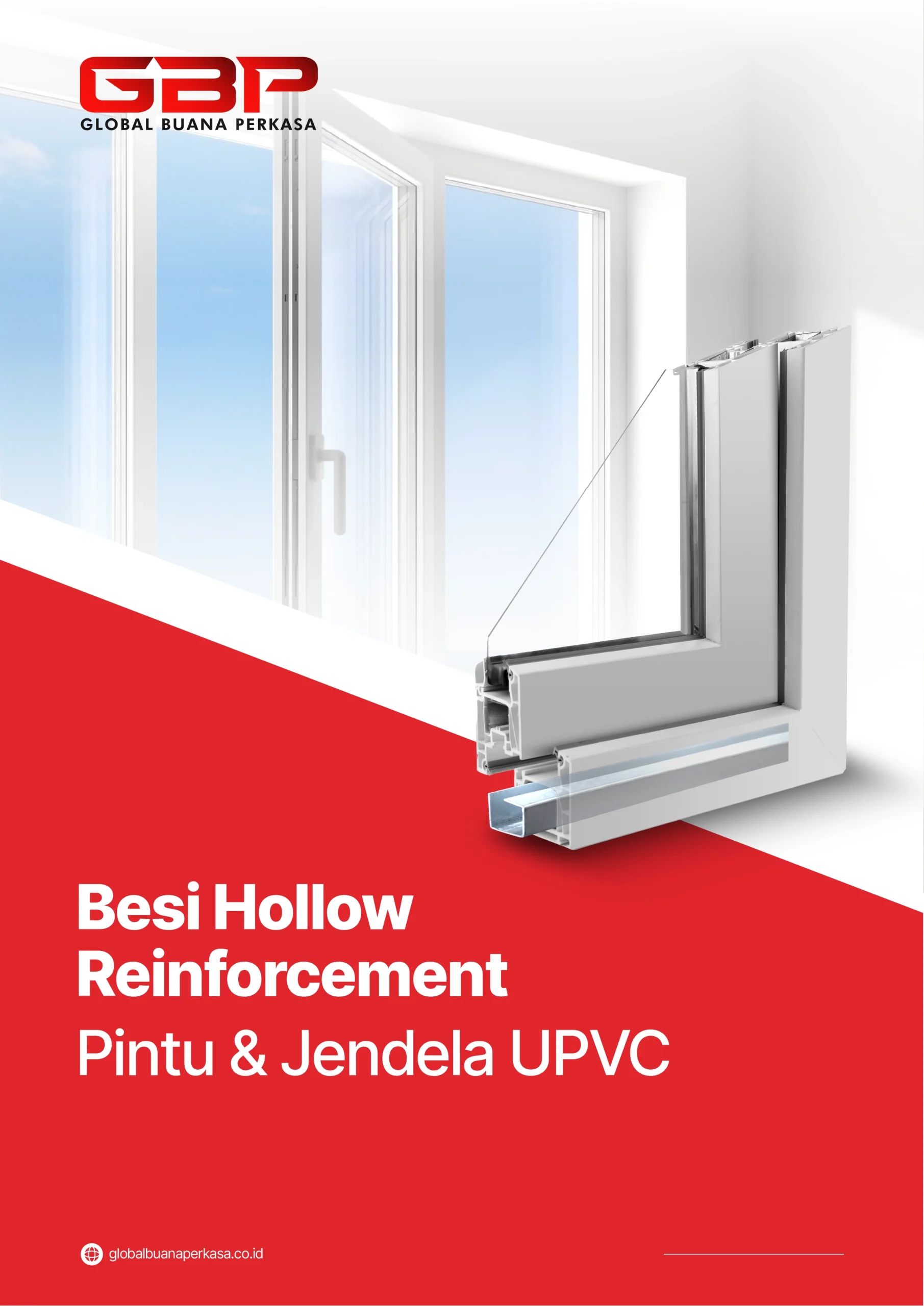 Besi Hollow Reinforcement Pintu Jendela UPVC (Cover)