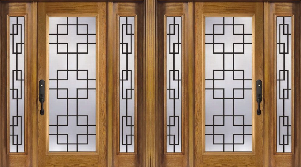 Kaca Motif Garis Berpadu dengan Motif Kayu