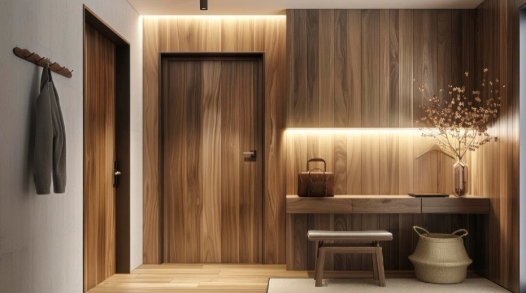 Pintu Kayu Minimalis Kombinasi Kaca untuk Ruang Lebih Terang
