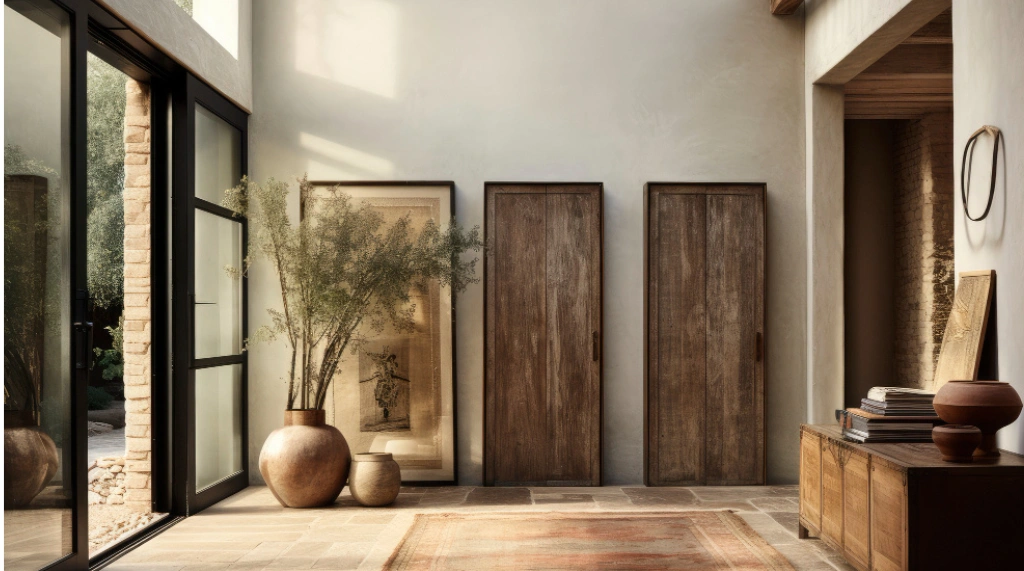Pintu Sliding Kayu Kombinasi Kaca