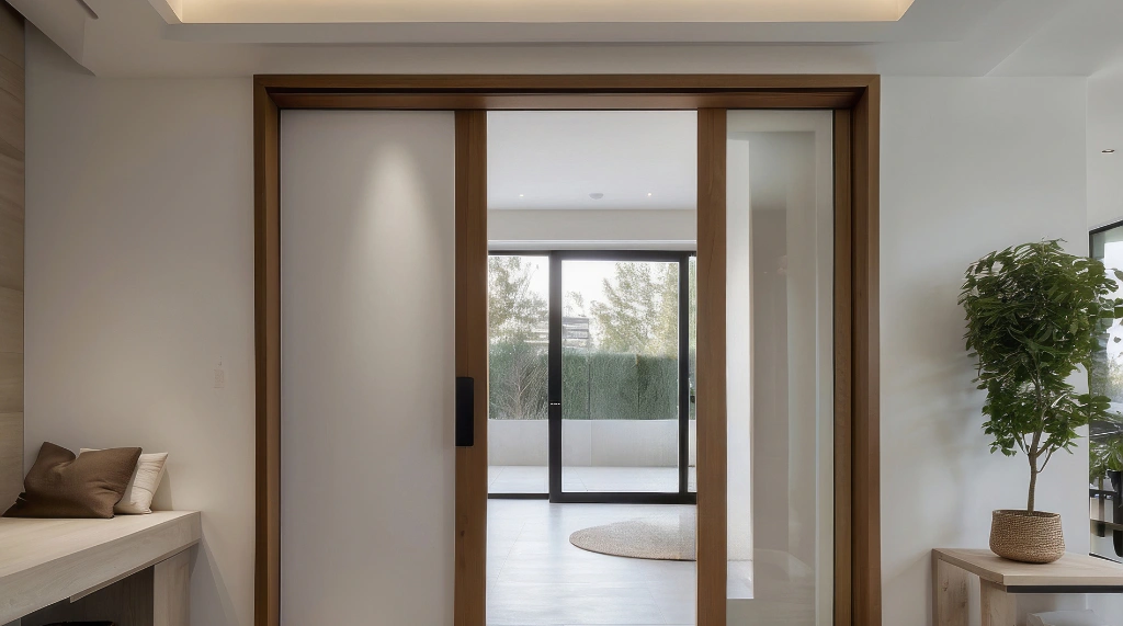 Pintu Sliding Kayu Natural Finish